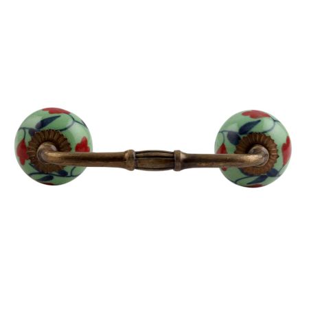 Red Anthurium Ceramic Bridge Handle